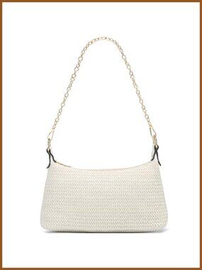 Straw Woven Shoulder Bag Small Beach Tote Foldable Summer Purse